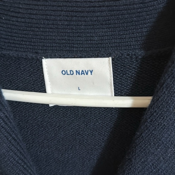 Old Navy Navy and White Cardigan with Red Accents - Picture 3 of 5